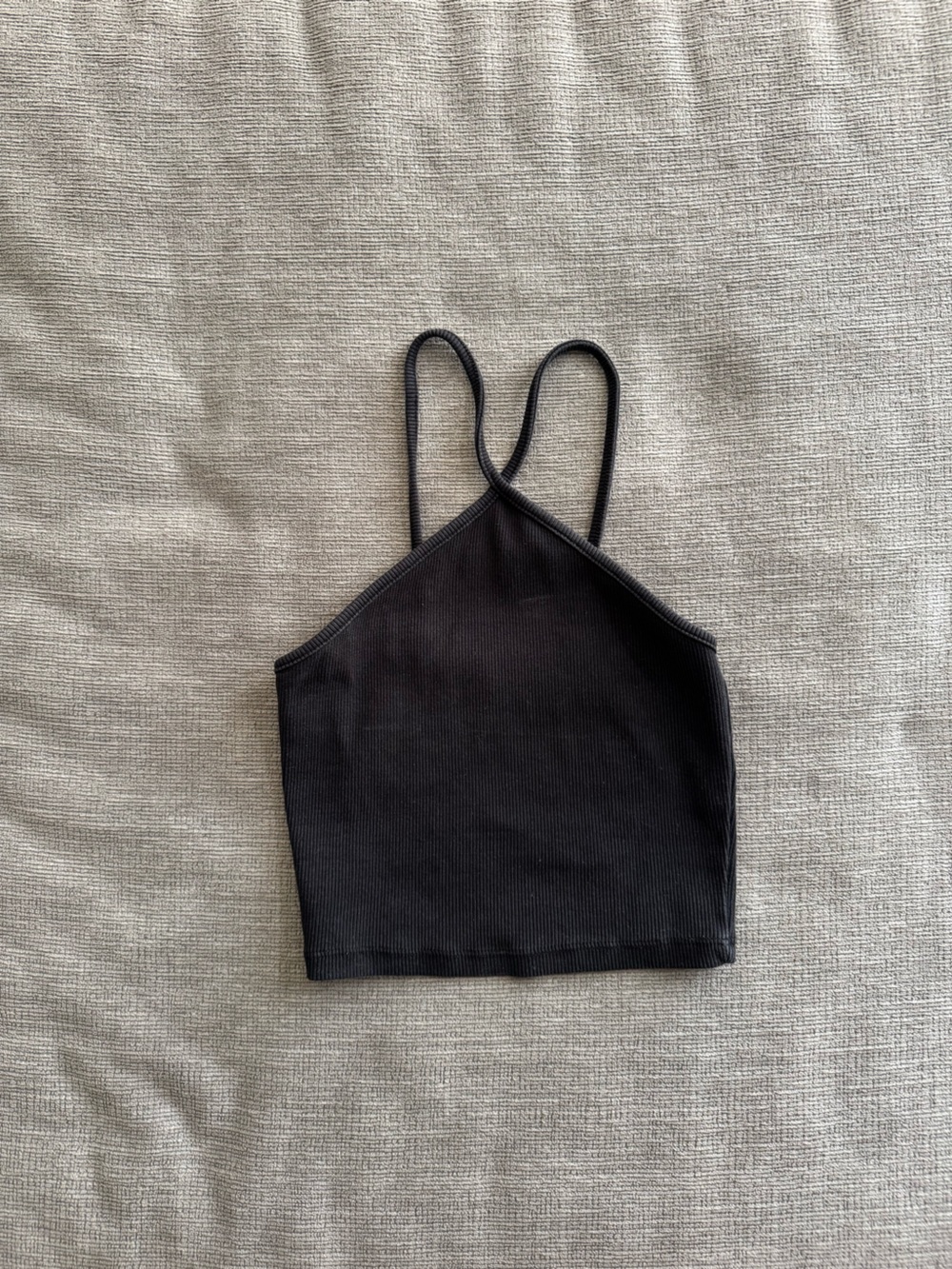Zara Black Ribbed Tank with Thin Straps